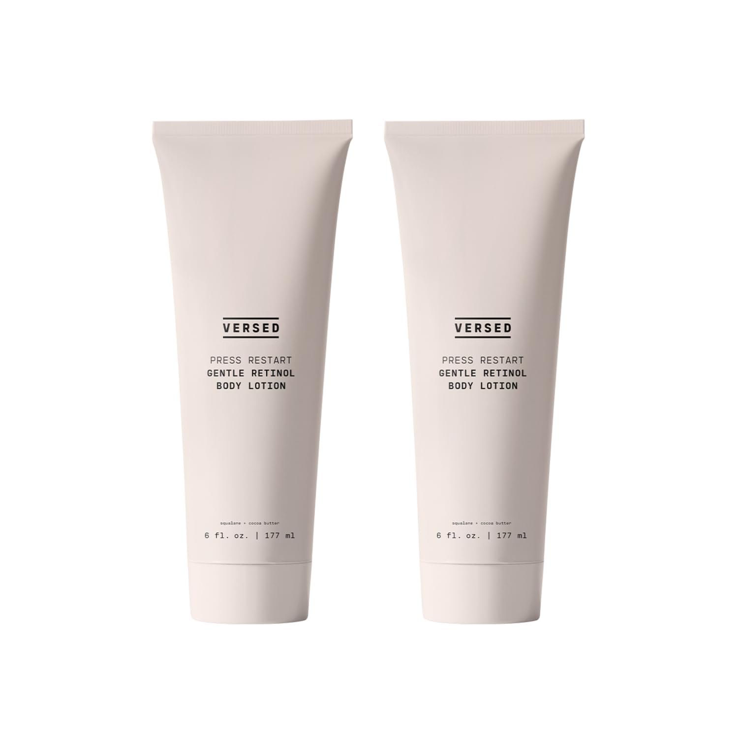 Versed Press Restart Retinol Body Lotion bottle for lightweight moisturization.