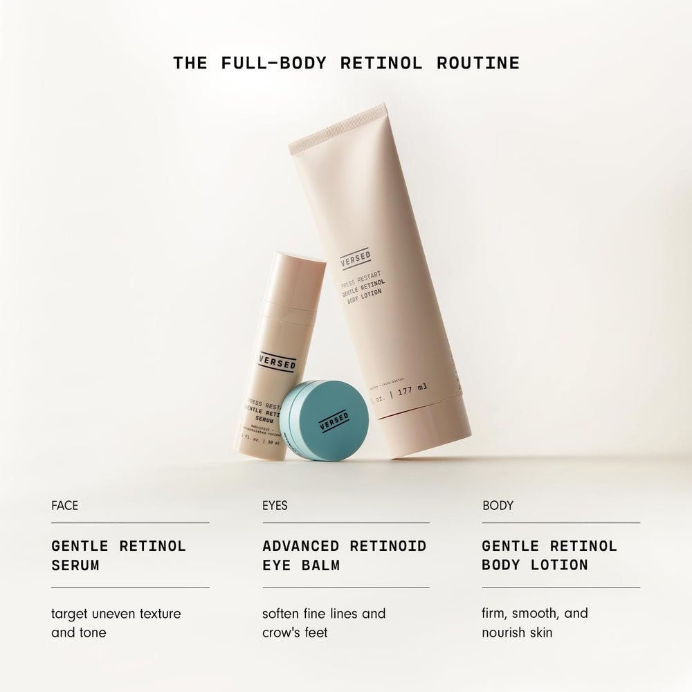 Versed Press Restart nightly-use retinol body lotion supports gentle renewal.