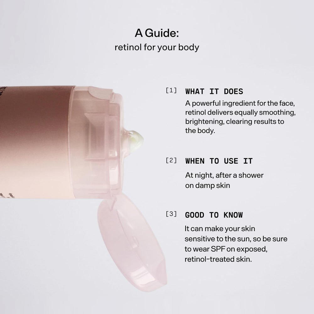 Versed Press Restart Retinol Body Lotion packaging displays vegan and cruelty-free credentials.