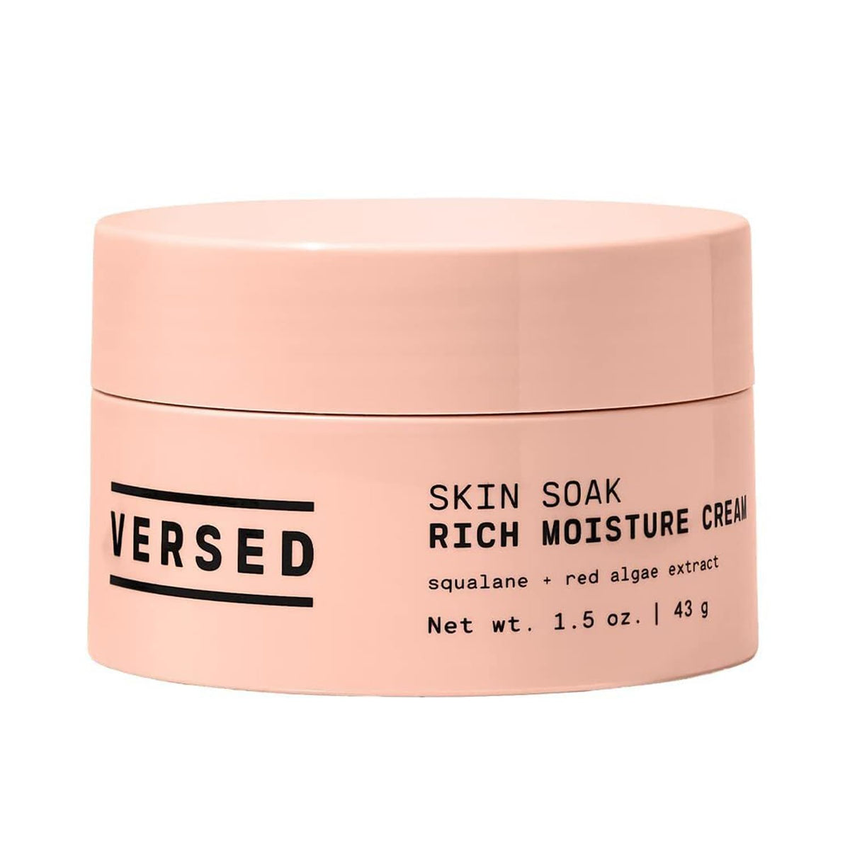 Versed Skin Soak Rich Moisture Face Cream bottle closeup for deep hydration without greasiness