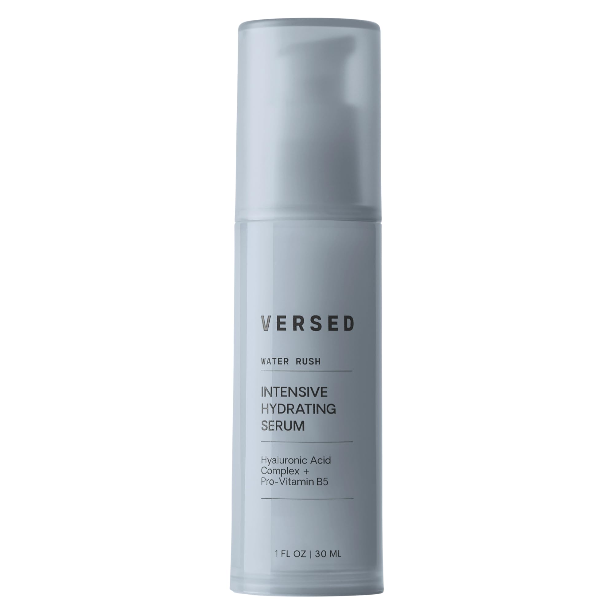 Versed Water Rush bottle closeup for lightweight hydration and daily moisture.