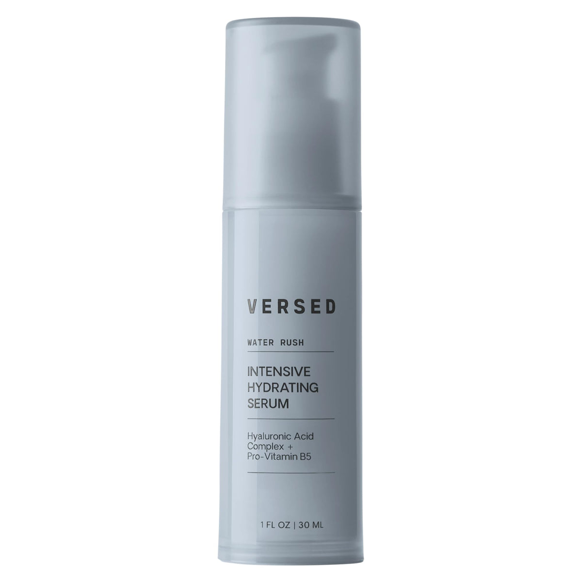 Versed Water Rush bottle closeup for lightweight hydration and daily moisture.