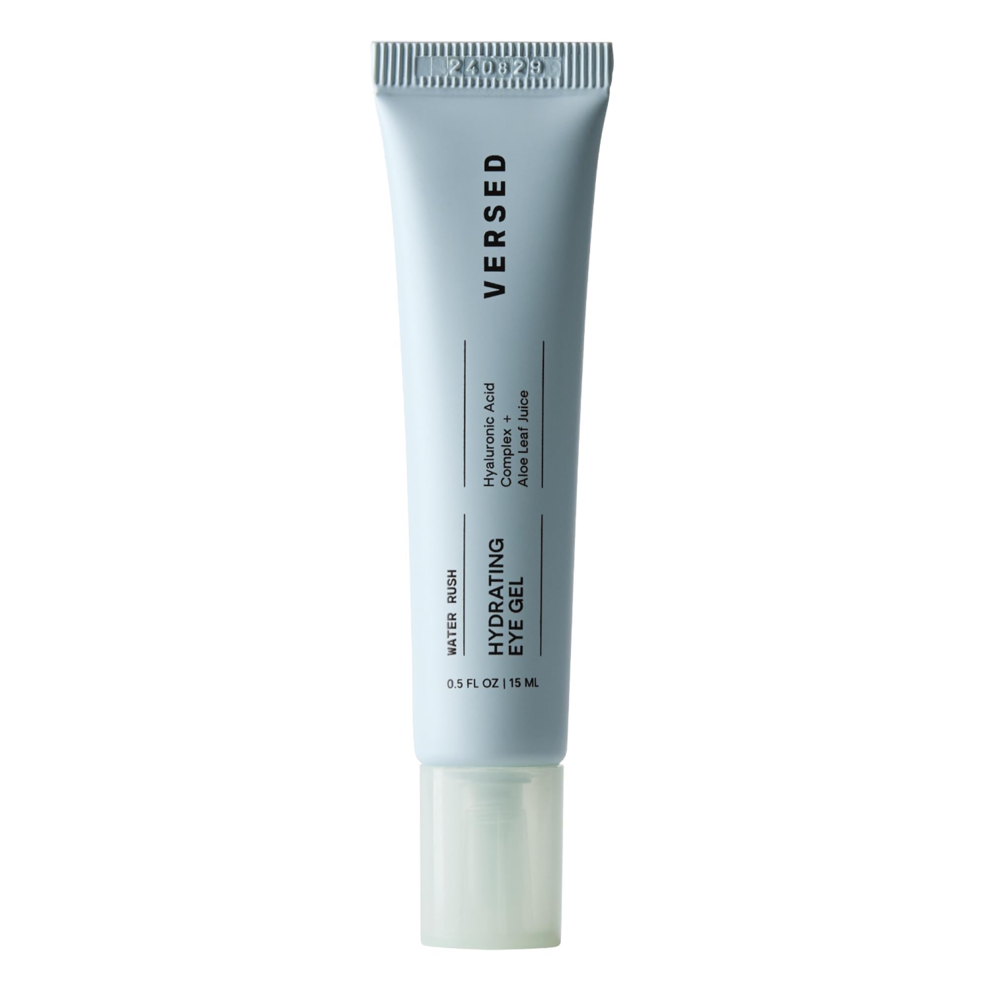 Versed Water Rush Eye Gel packaging shown for on-the-go hydration and easy application.