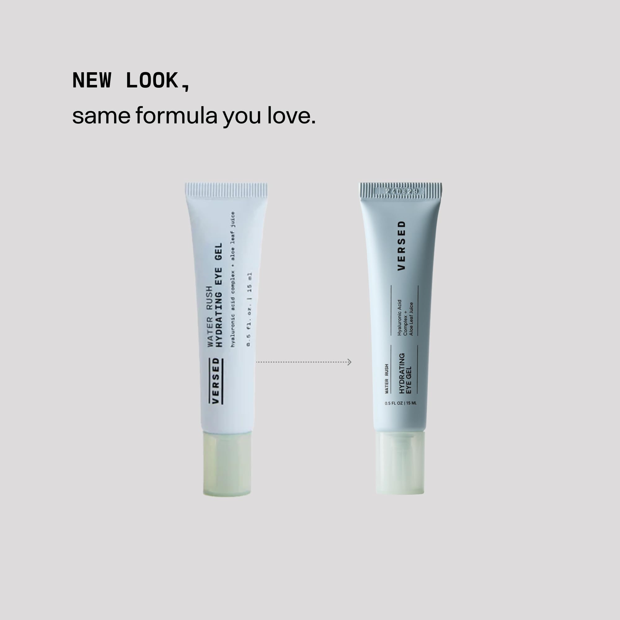 Versed Water Rush Eye Gel texture close-up highlighting hydrating gel-cream formula.