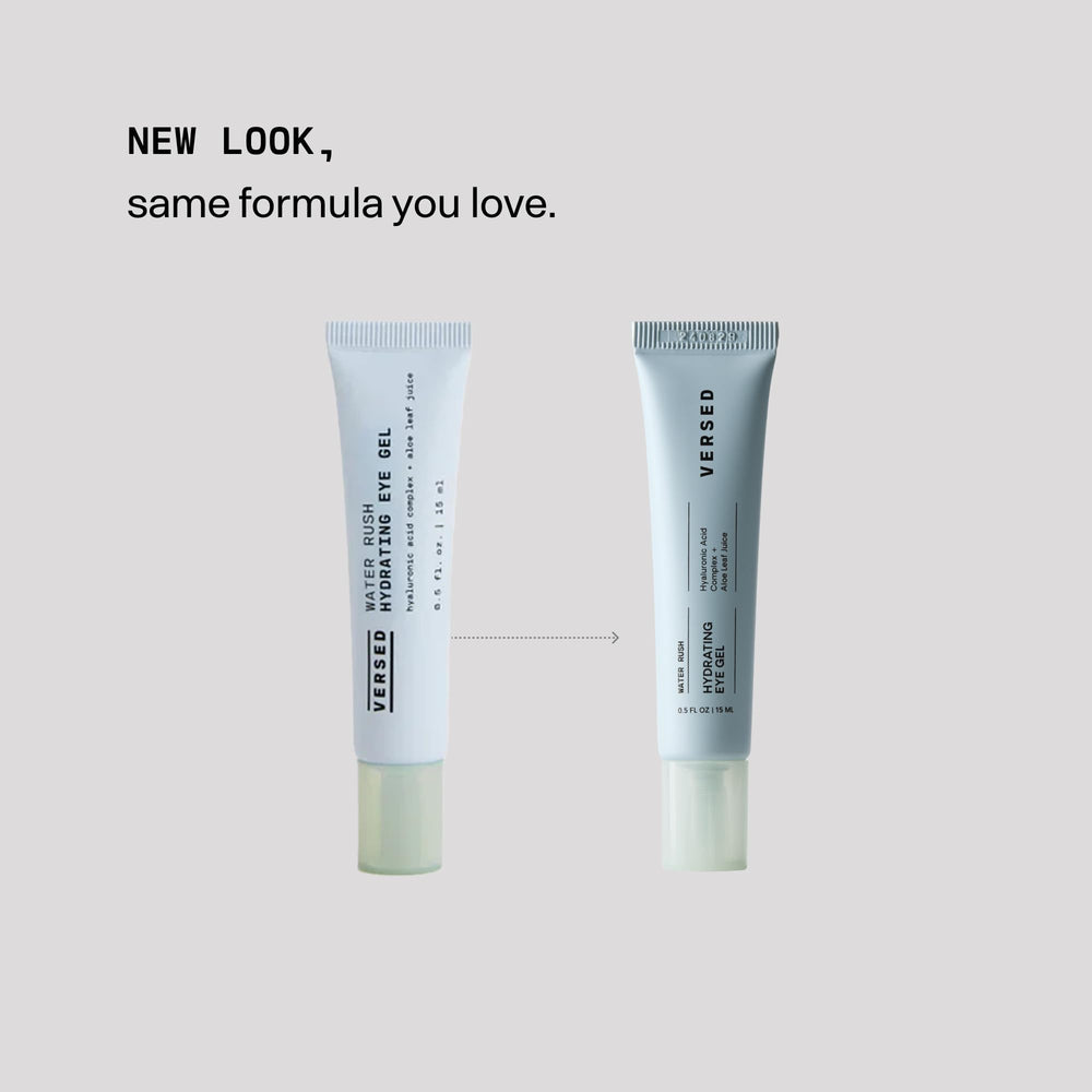 Versed Water Rush Eye Gel texture close-up highlighting hydrating gel-cream formula.