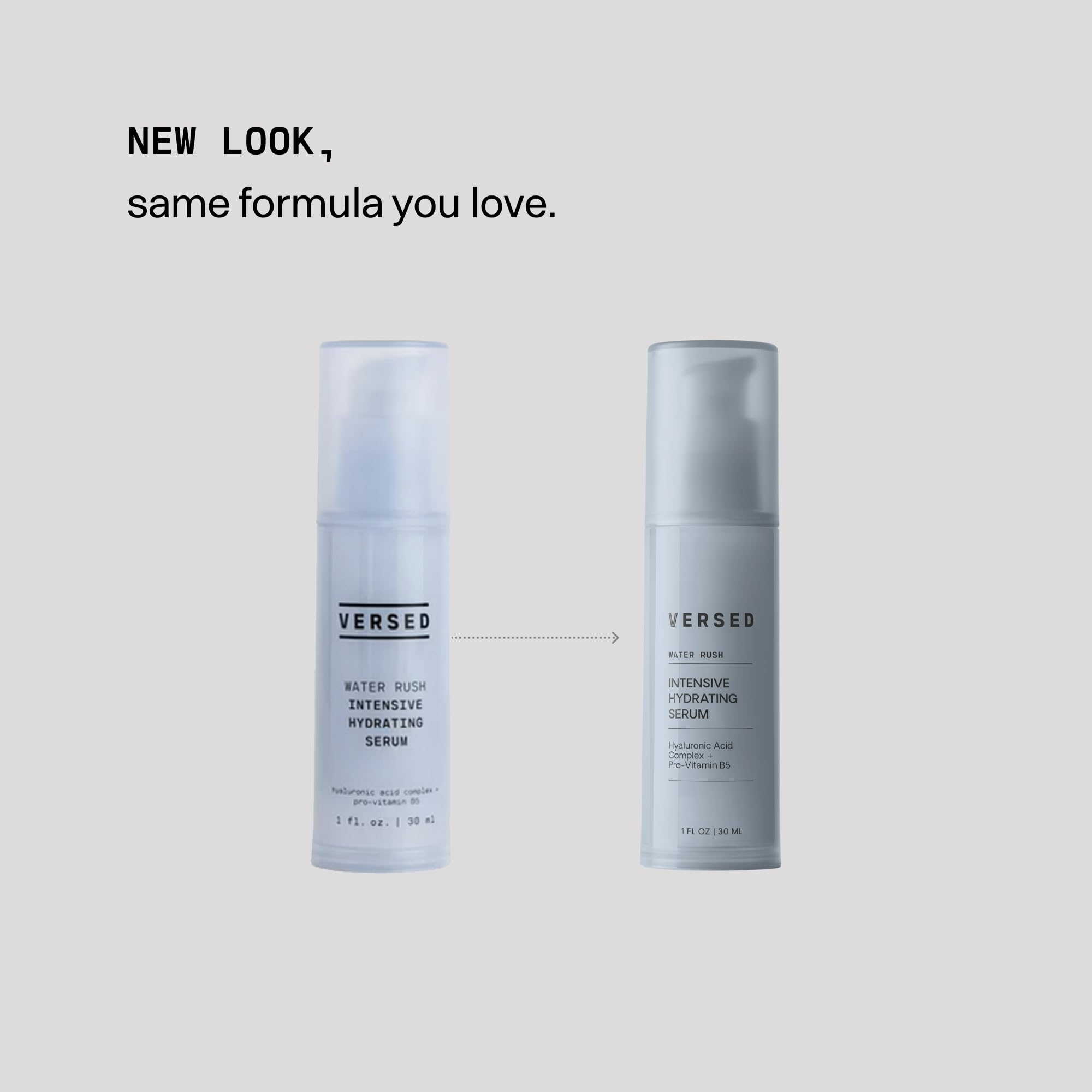 Versed Water Rush face and neck application demonstrates AM and PM use.