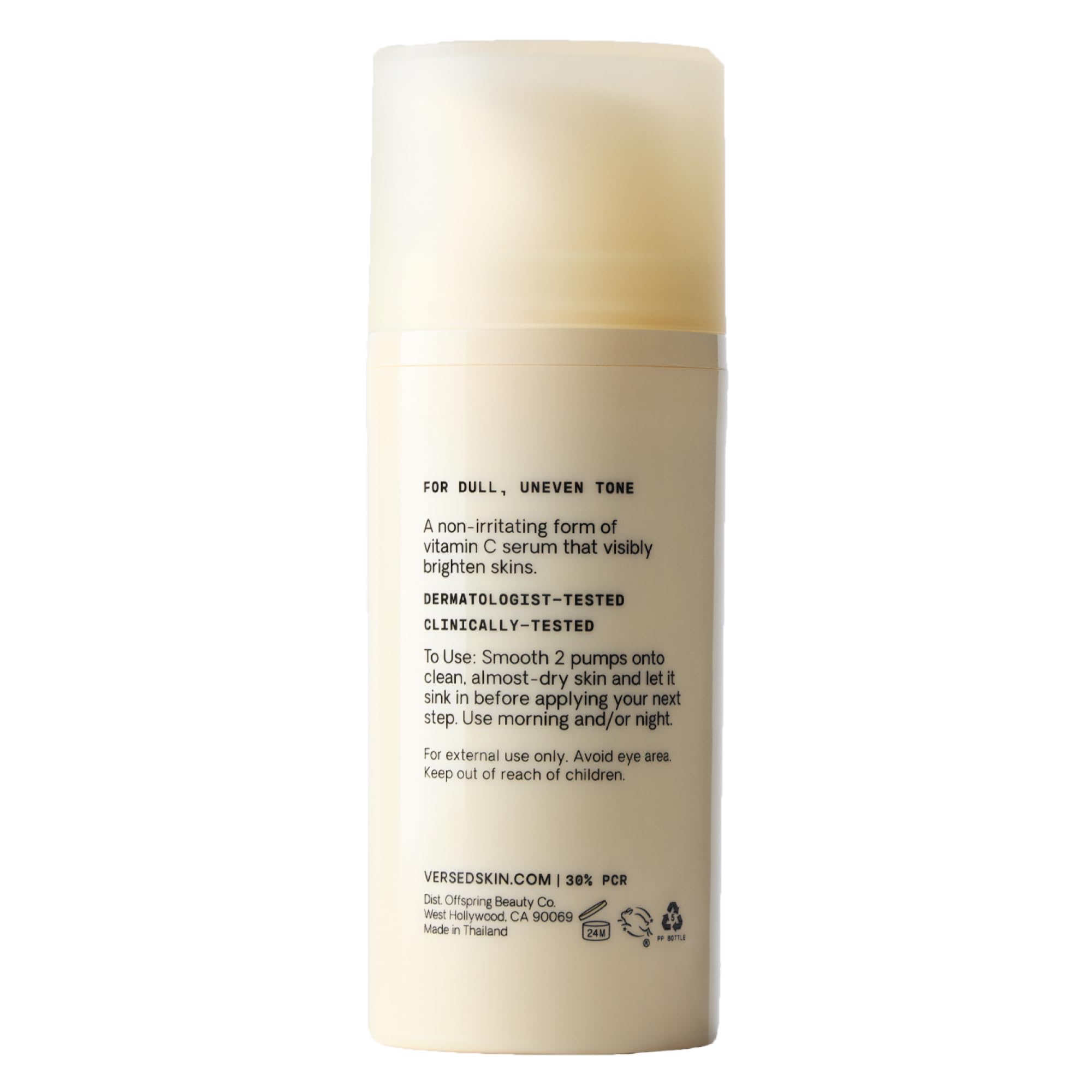 Versed Weekend Glow packaging uses 30% post-consumer recycled plastic