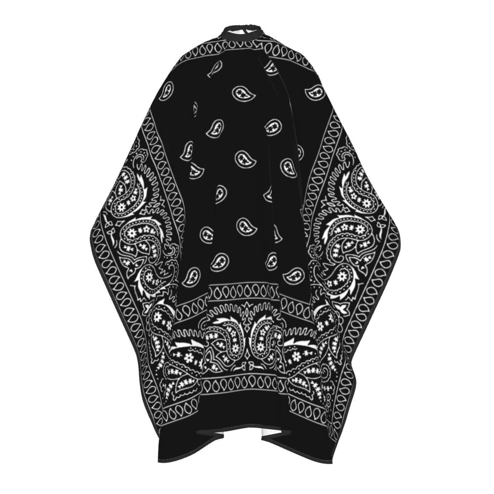 VERTEX&KAIBIN barber cape with black paisley design protects clothes during mens haircut sessions