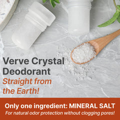 Verve CULTURE alum stone deodorant roll-on bottle presents gentle, all natural underarm care.