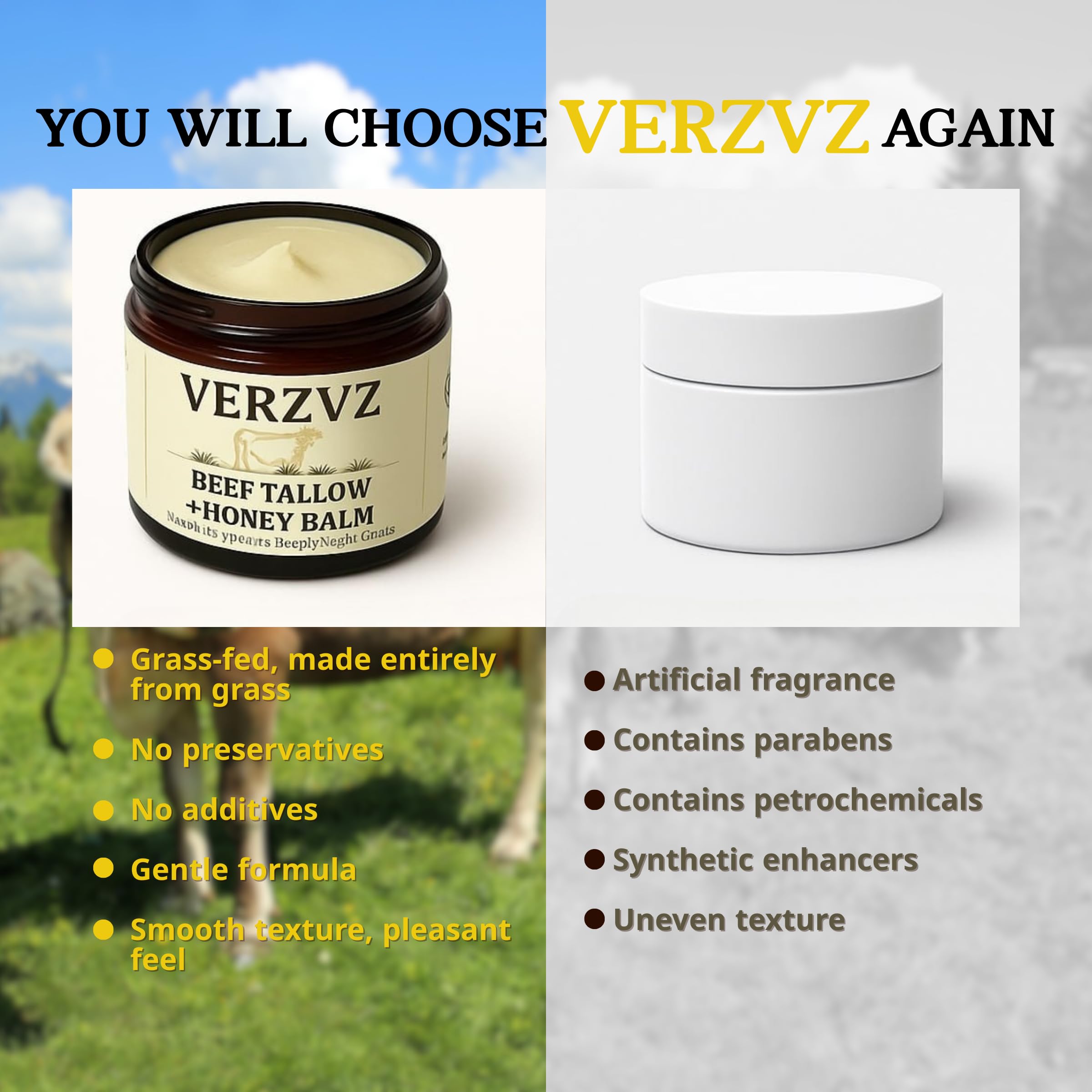 VERZVZ Beef Tallow Honey Balm being applied for quick absorption on skin