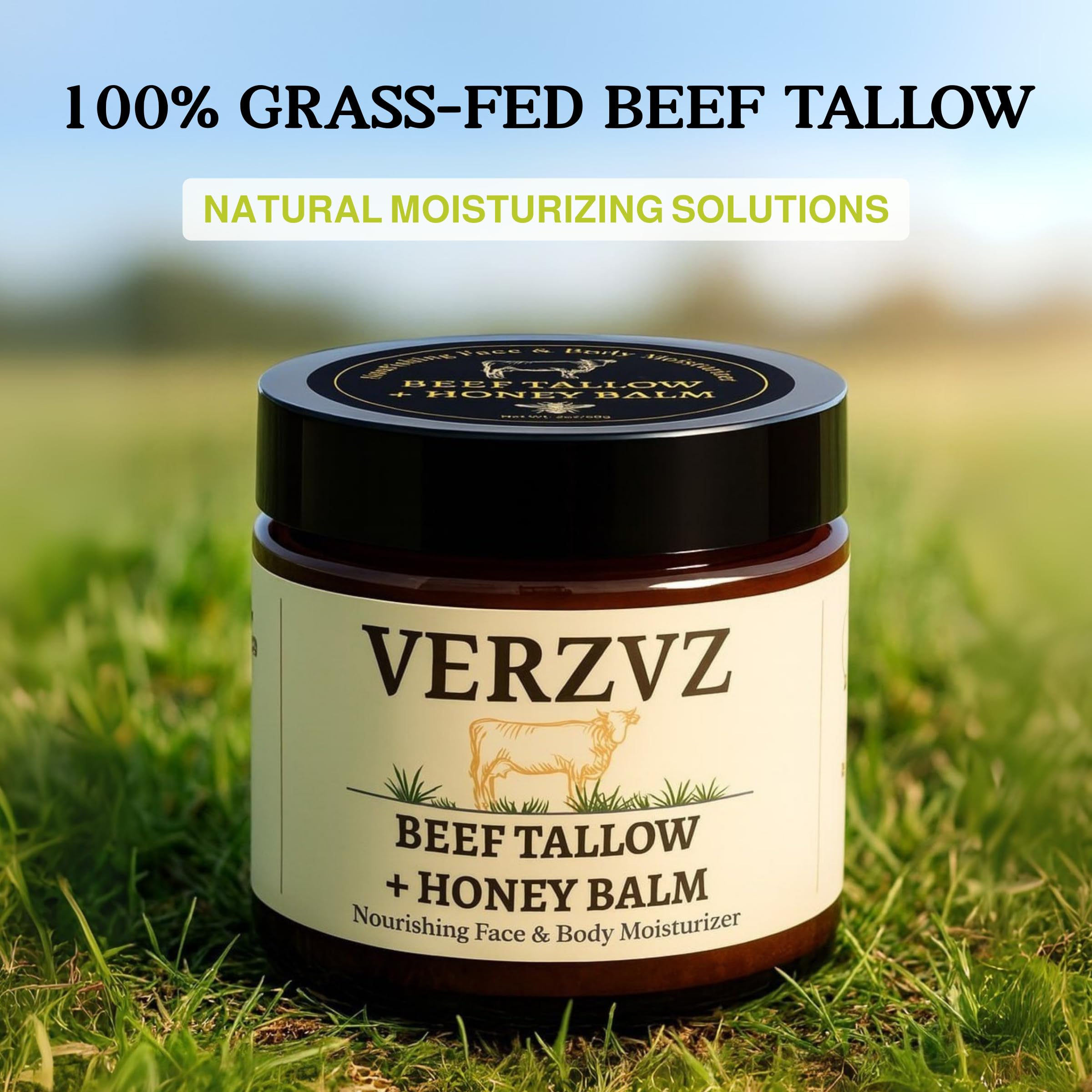 VERZVZ Beef Tallow Honey Balm on the face demonstrates breathable moisture barrier