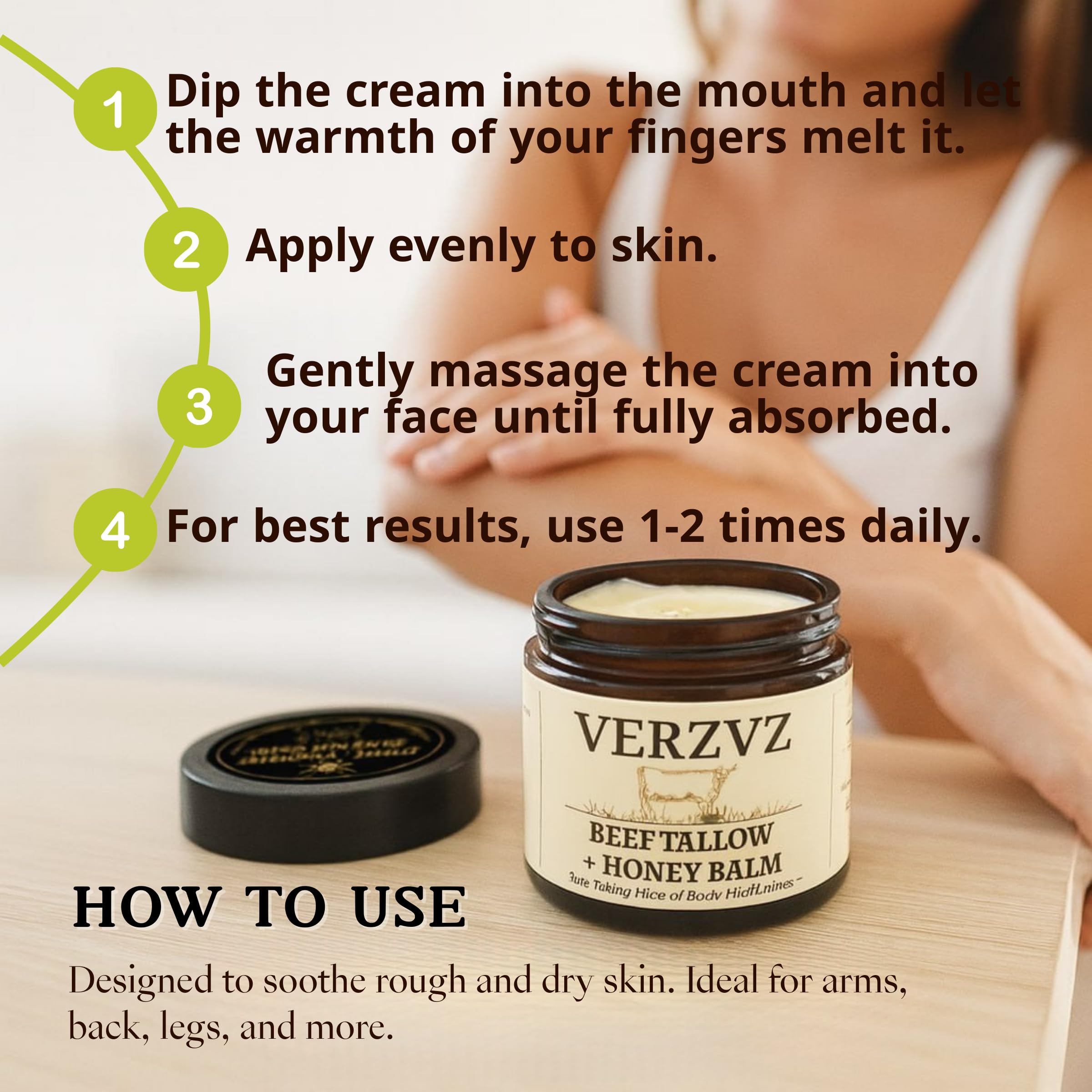 VERZVZ Beef Tallow Honey Balm texture close-up reveals creamy spread
