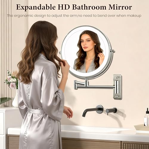 VESAUR mirror arm extended and rotated for flexible viewing angles.