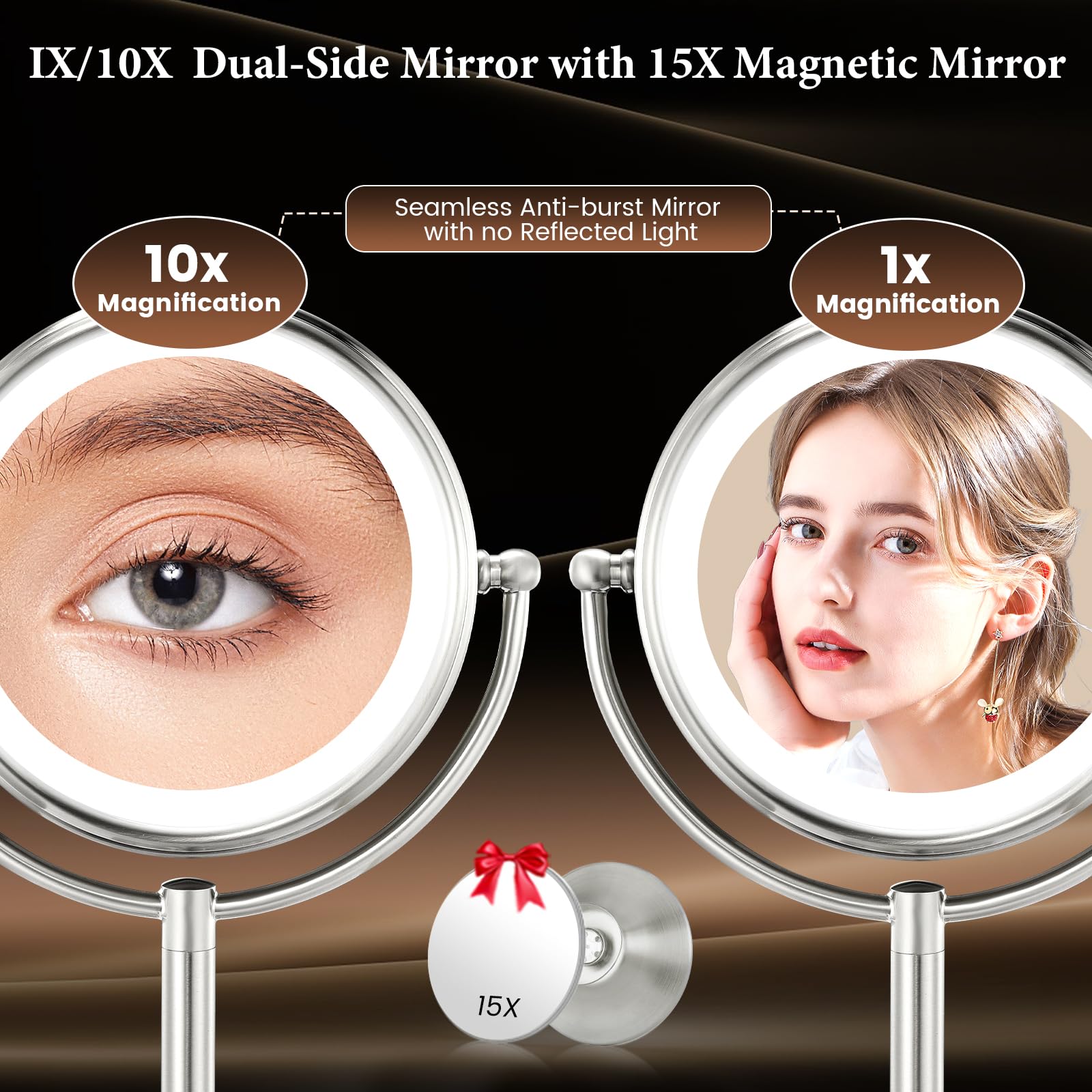 VESAUR 10x magnification detail highlights fine makeup lines with distortion-free view