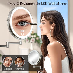 VESAUR seamless 9 inch HD mirror with pearl nickel finish stands clear in moisture.