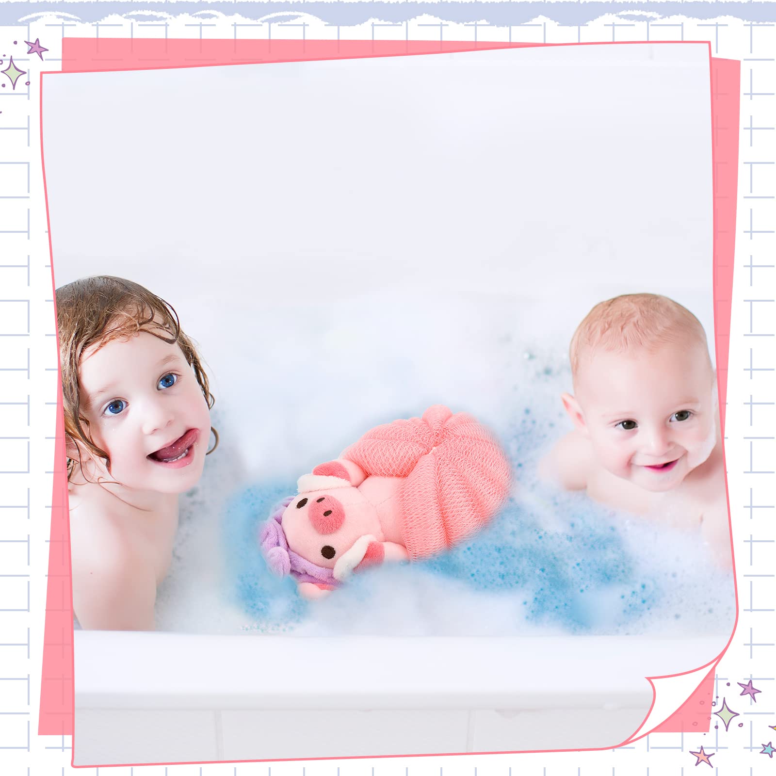 Vesici child-bath-sponges travel-friendly design for on-the-go showers