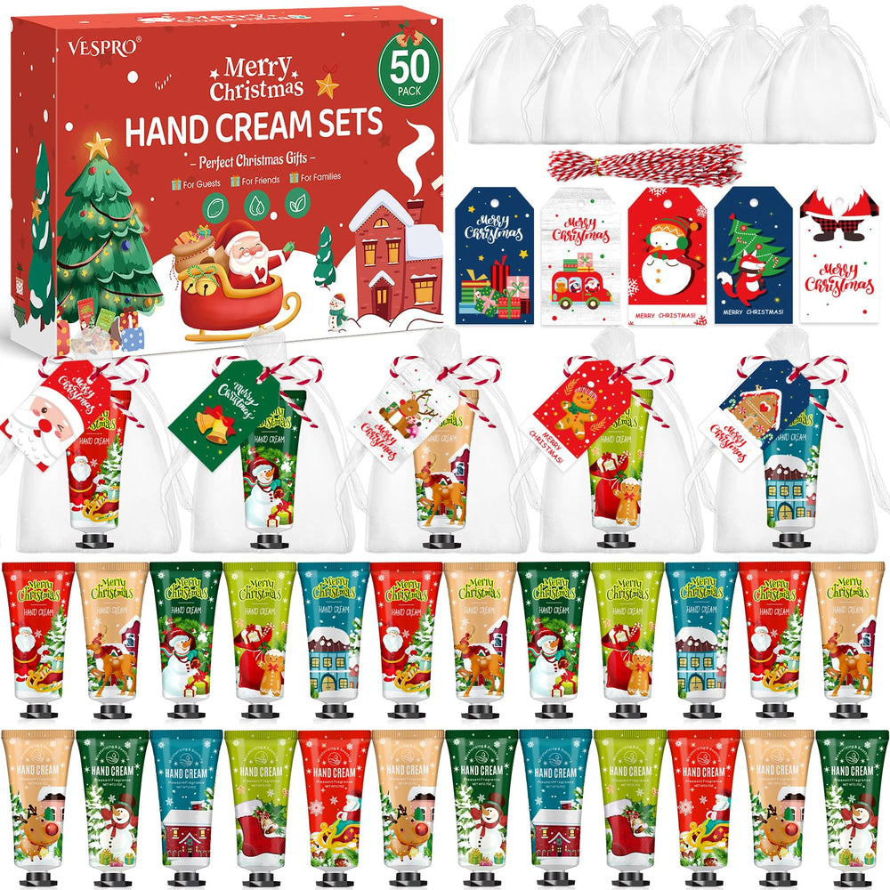 VESPRO 50-pack Christmas hand cream gifts packaging ready for party favors.