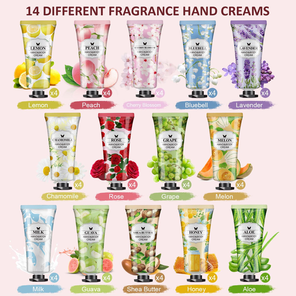 VESPRO 56Pack Hand Cream Gift Set peach scent brightens mood and softens hands