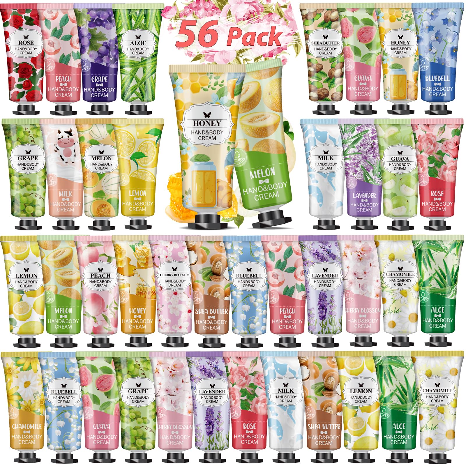 VESPRO 56Pack Hand Cream Gift Set rose scent provides daily moisture and mood-boosting ritual