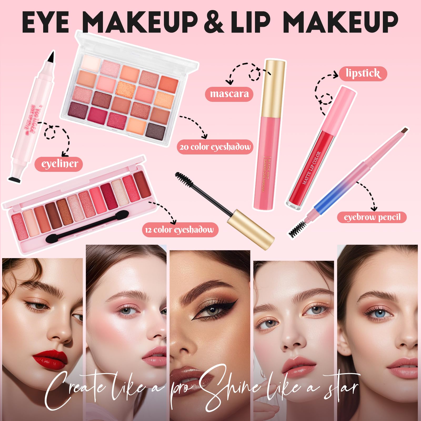 VESPRO All In One Makeup Kit eyeliner close-up for precise definition.