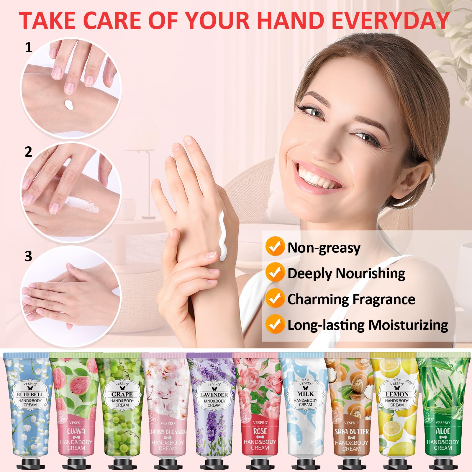 VESPRO hand cream with non-greasy, quick-absorption formula for daily use
