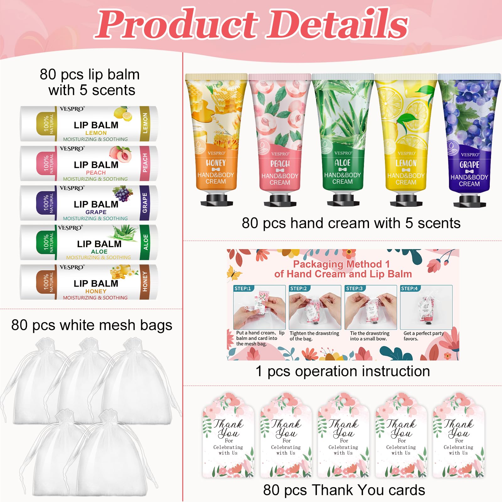 VESPRO lip balm bulk set with five fragrances for daily moisture on the move.