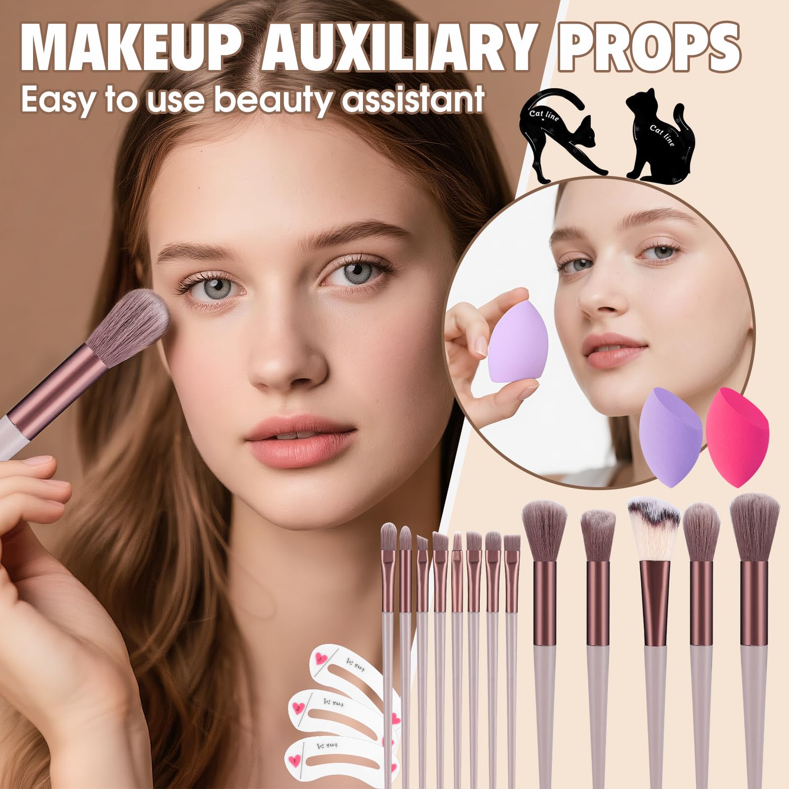 VESPRO 13-piece makeup brushes enable precise application and blending.