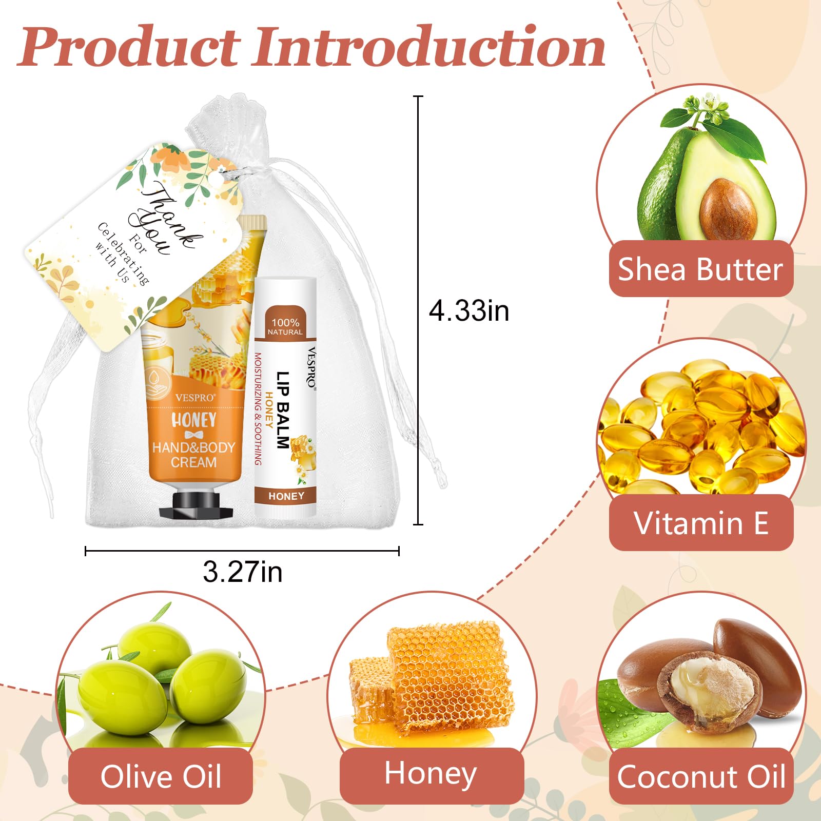 VESPRO moisturizing ingredients aloe, shea butter, vitamin E soothe skin naturally.