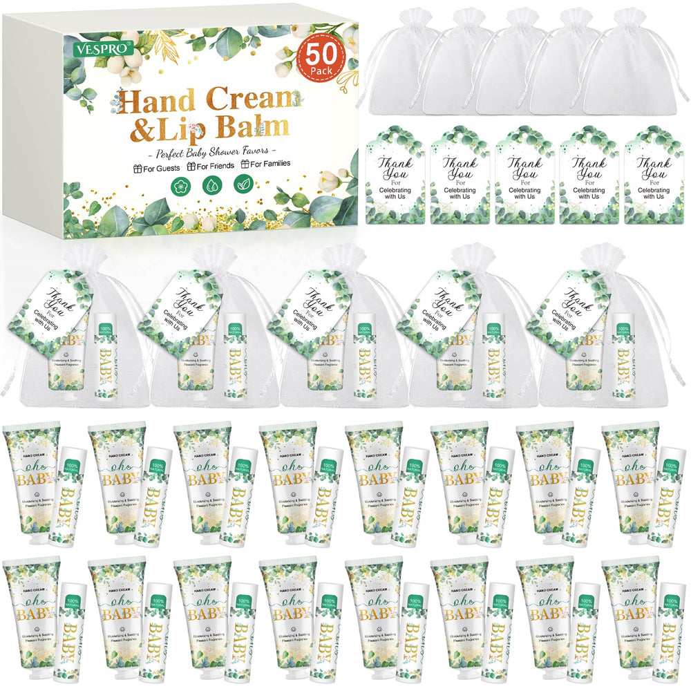 VESPRO Oh Baby hand cream bulk set with organza bag for guest favors.