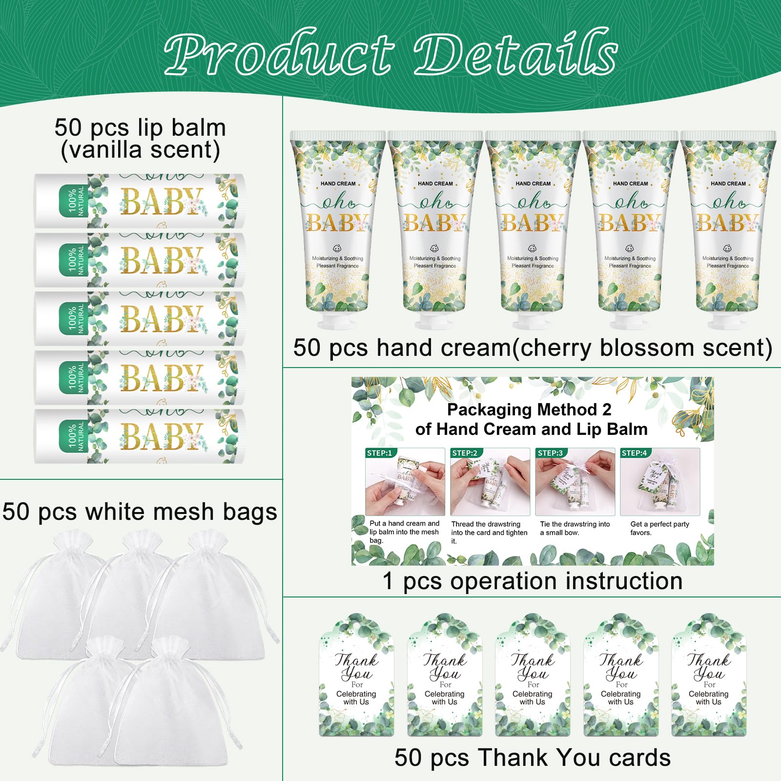 VESPRO Oh Baby lip balm bulk set ready for guest favors.