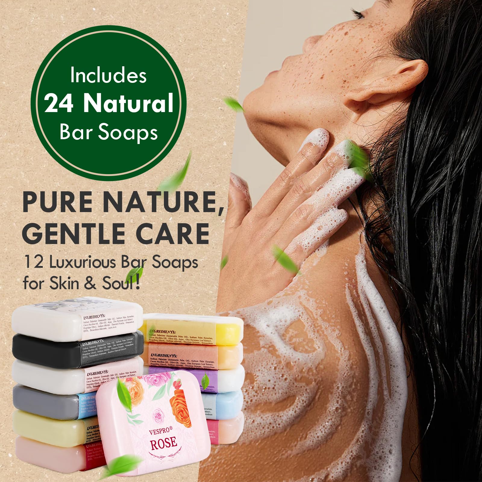 VESPRO travel-size 2.4oz bars ideal for on-the-go skincare.