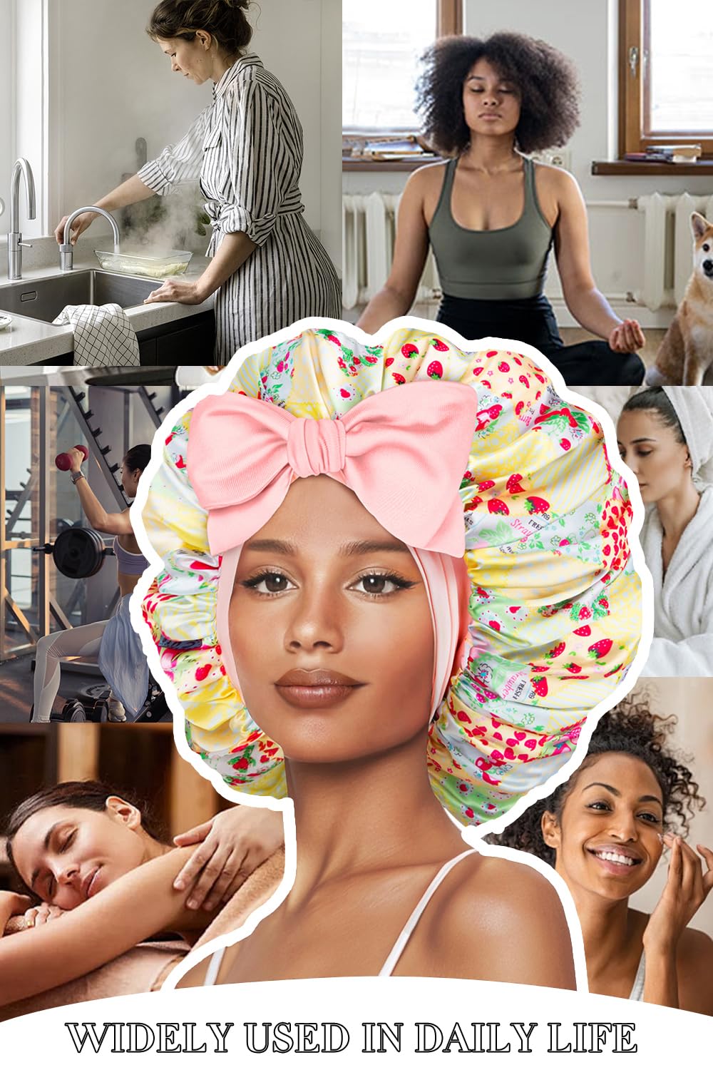 Vettres patchwork bonnet with bedtime look adds stylish nightwear appeal