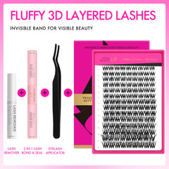 VEYESBEAUTY 3D layered lashes close-up showing fluffy, comfortable wear.