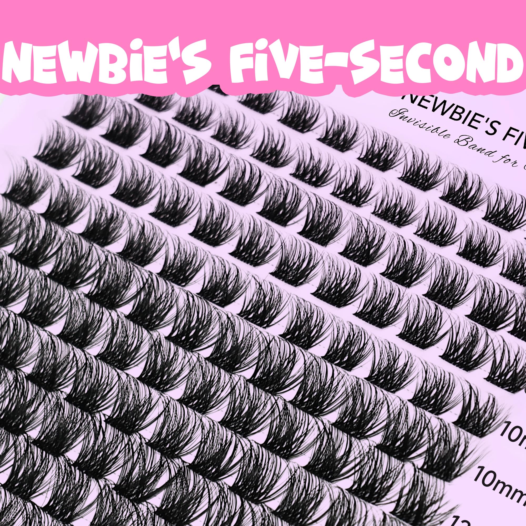 VEYESBEAUTY invisible-band clusters on a close-up of lashes, lightweight comfort.