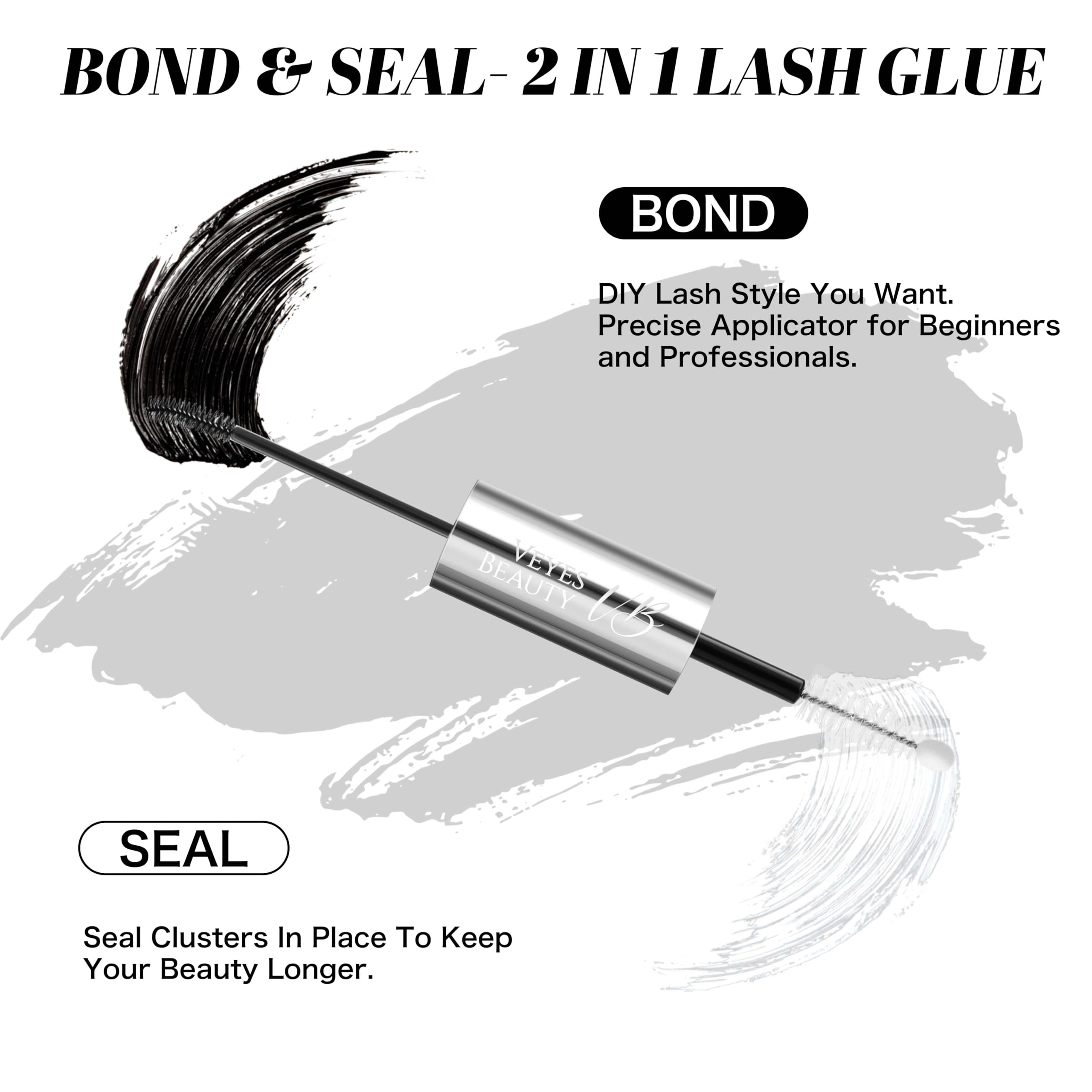 VEYESBEAUTY Lash Bond and Seal 2in1 spiral brush applying glue evenly