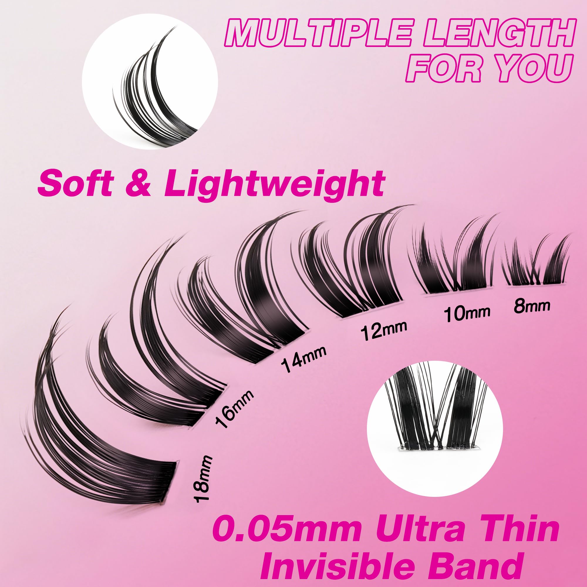 VEYESBEAUTY Lash Clusters application with tweezers demonstrates precise placement.