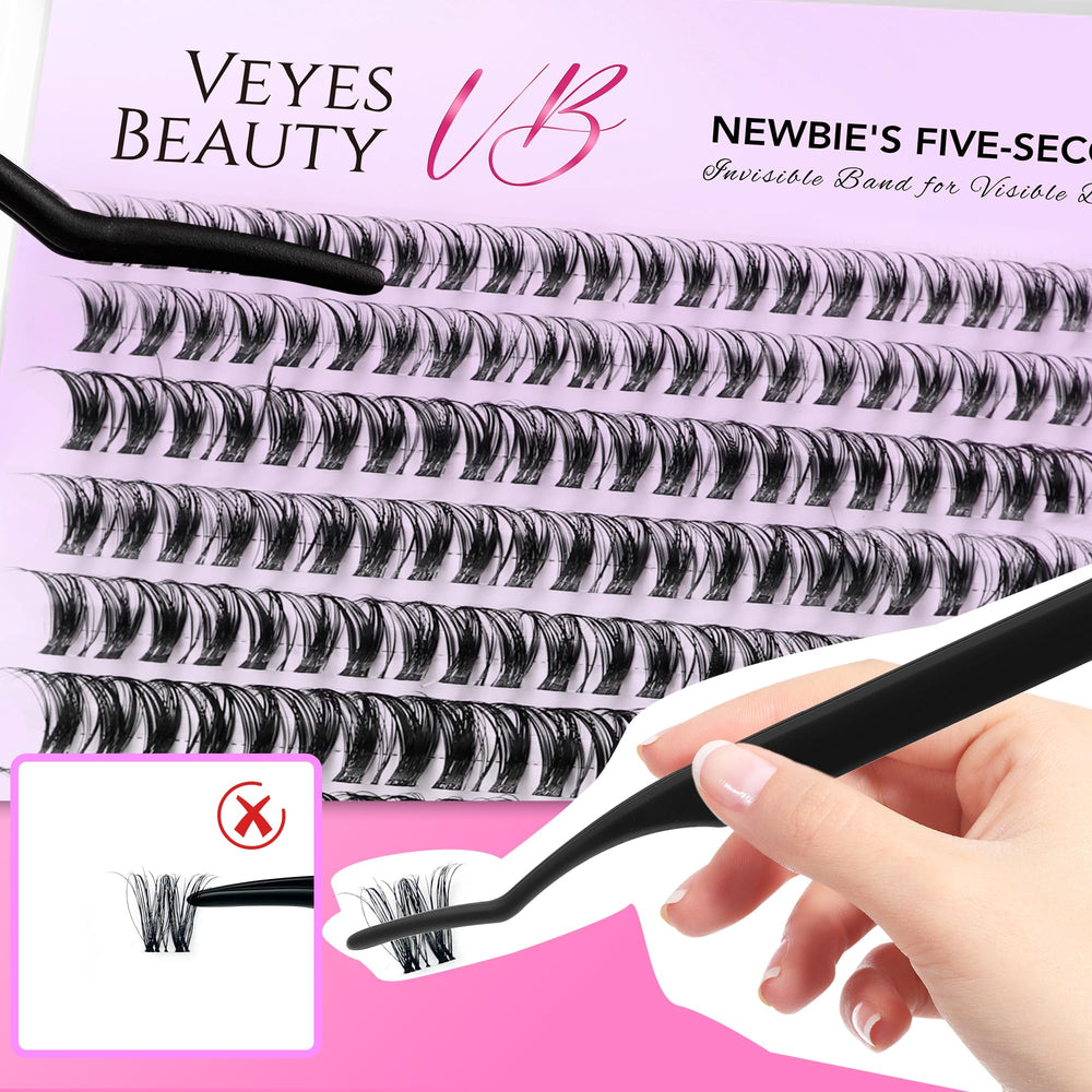 VEYESBEAUTY lash-curler, tweezers, and bond for precise placement
