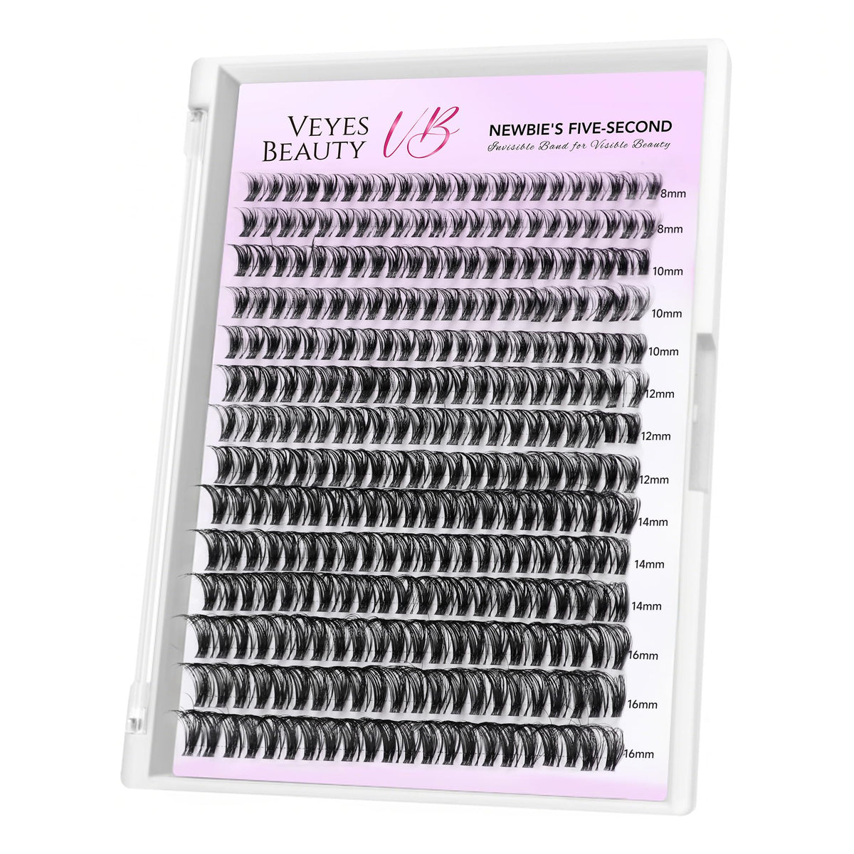VEYESBEAUTY lash clusters with invisible band in 8-16mm mix for natural volume