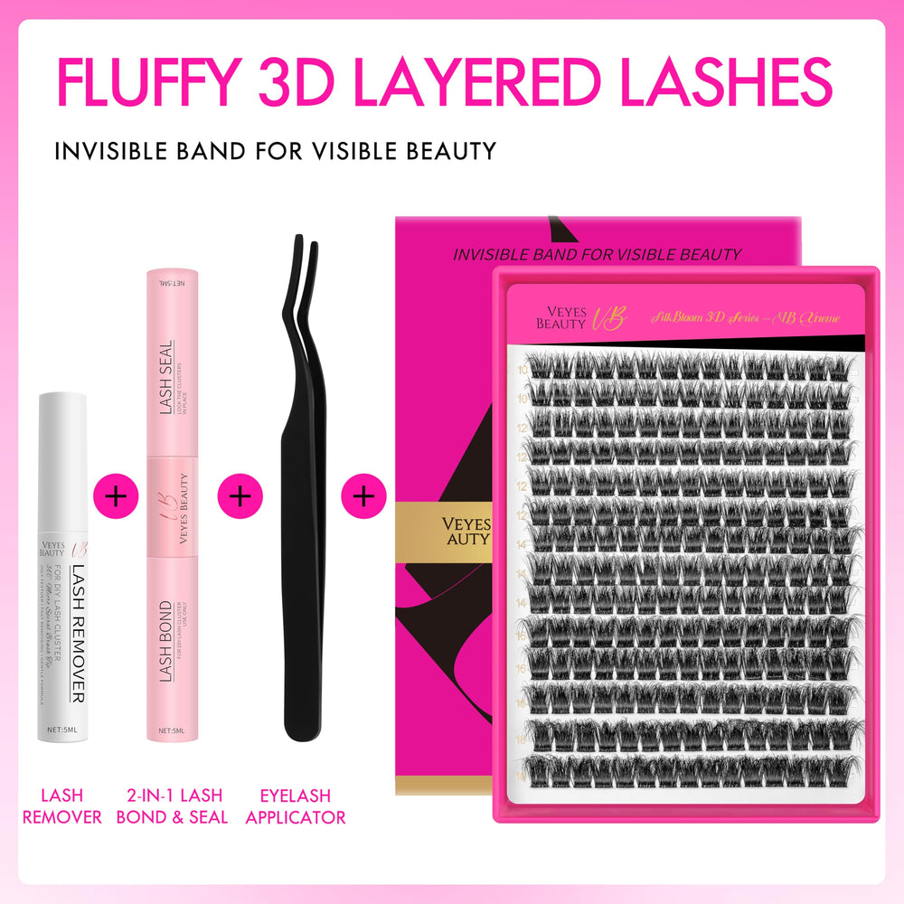 VEYESBEAUTY lash clusters kit application tool demonstrates easy, precise placement.