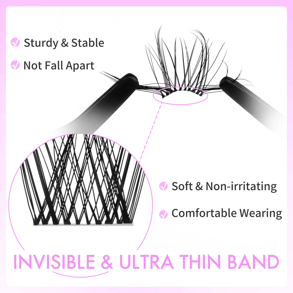 VEYESBEAUTY Lash Clusters Kit PBT fibers closeup reveals soft, lightweight fluff.