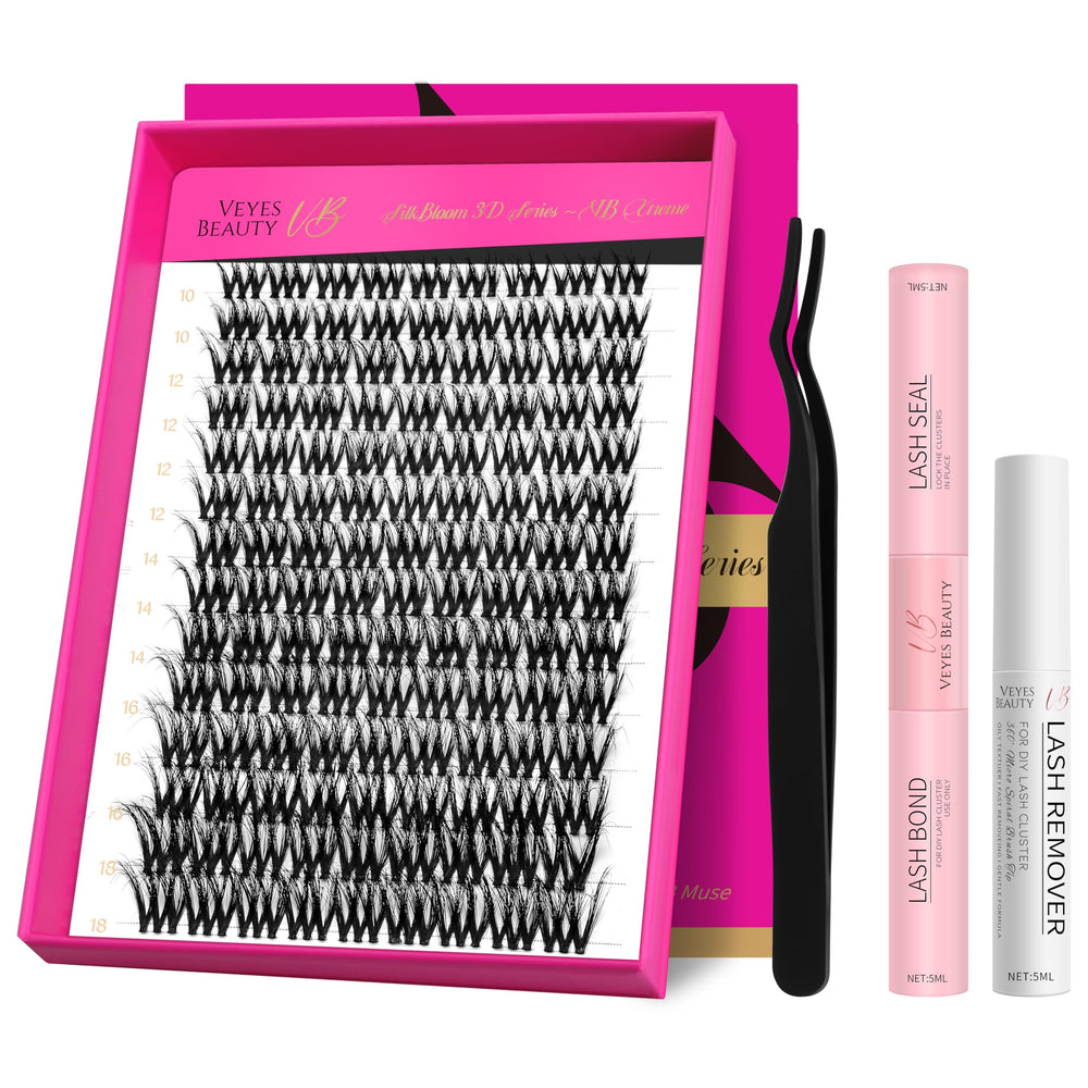 VEYESBEAUTY lash clusters kit setup enabling quick transformation.