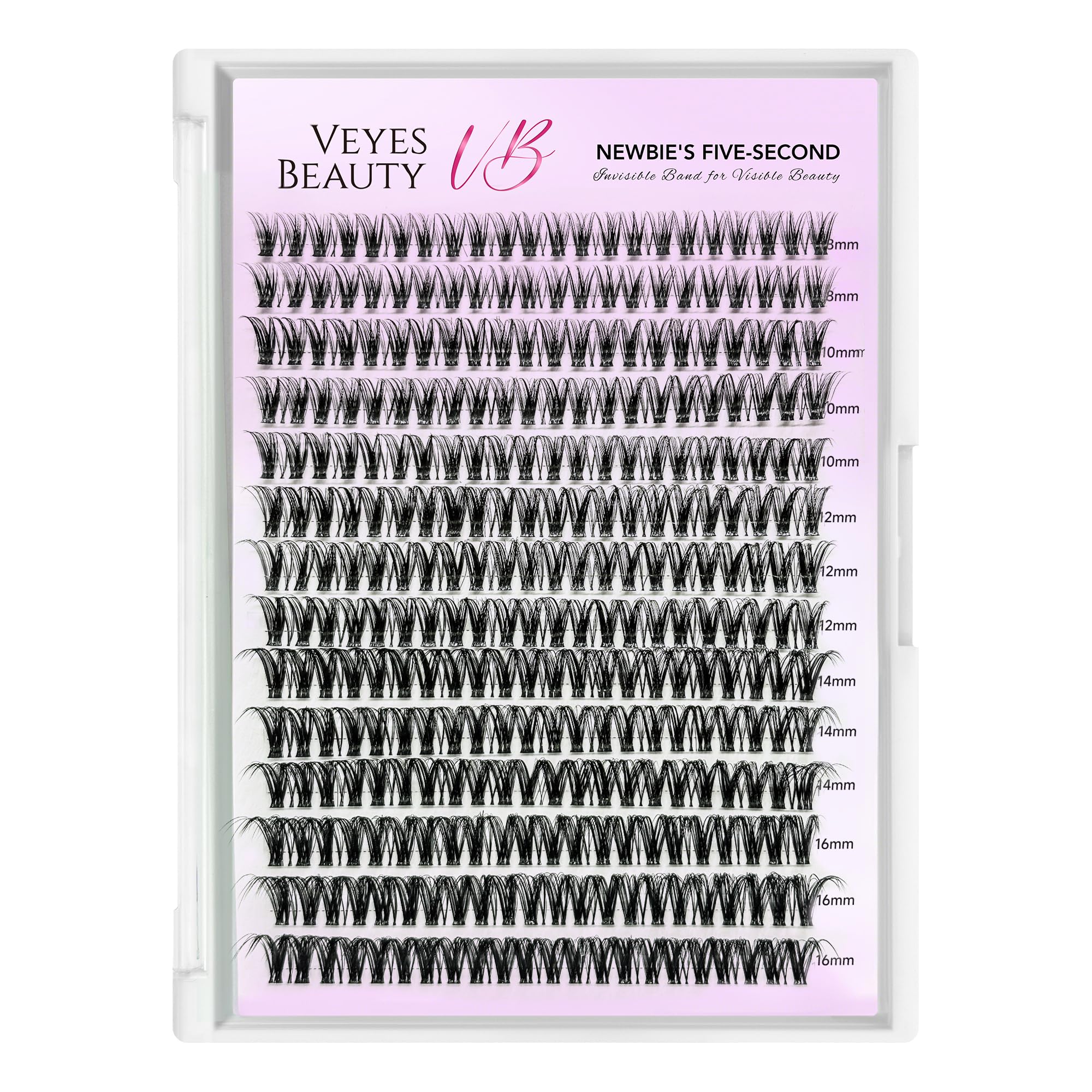 VEYESBEAUTY mixed-length tray display for versatile styling