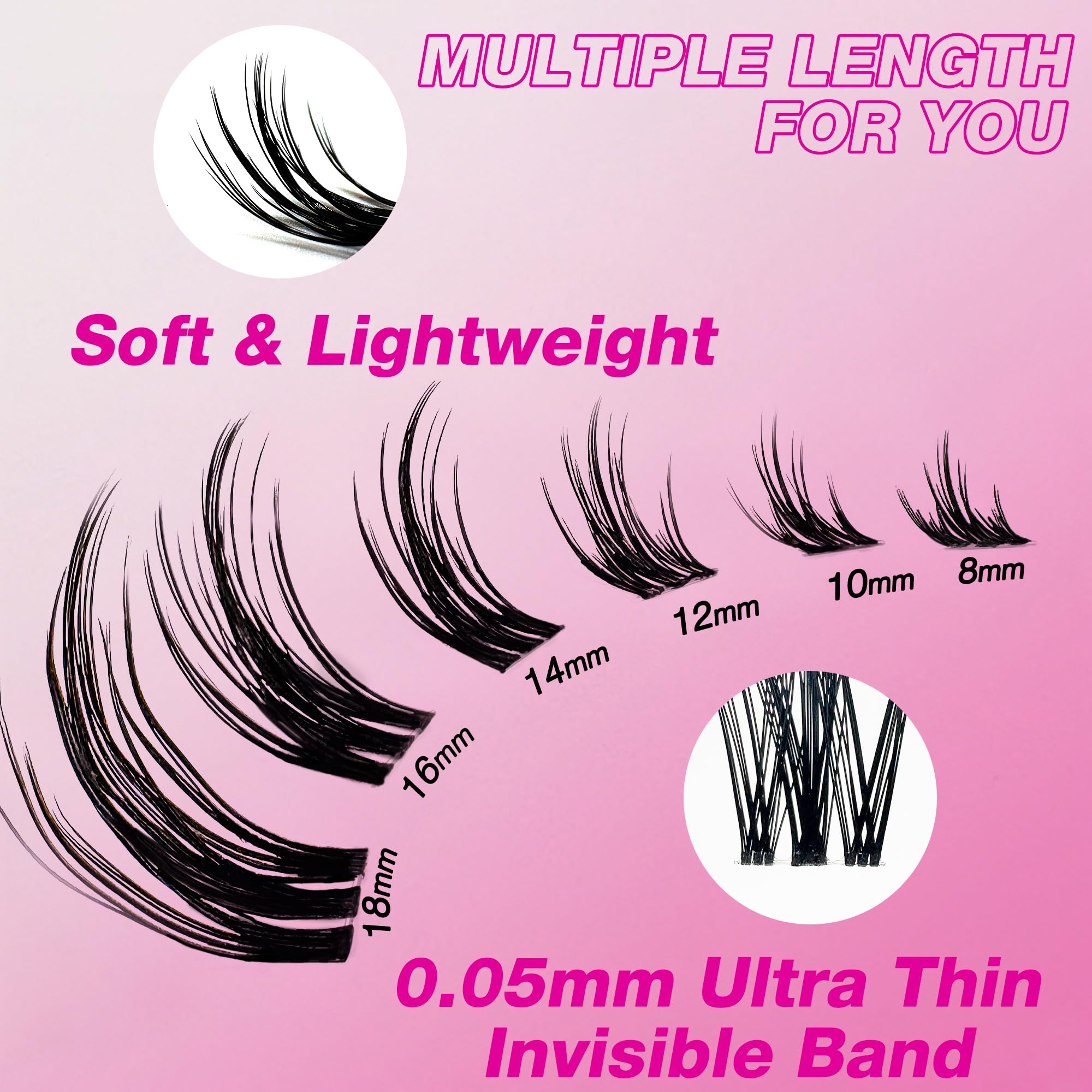 VEYESBEAUTY lash clusters pbt-fibers soft fibers for comfortable wear