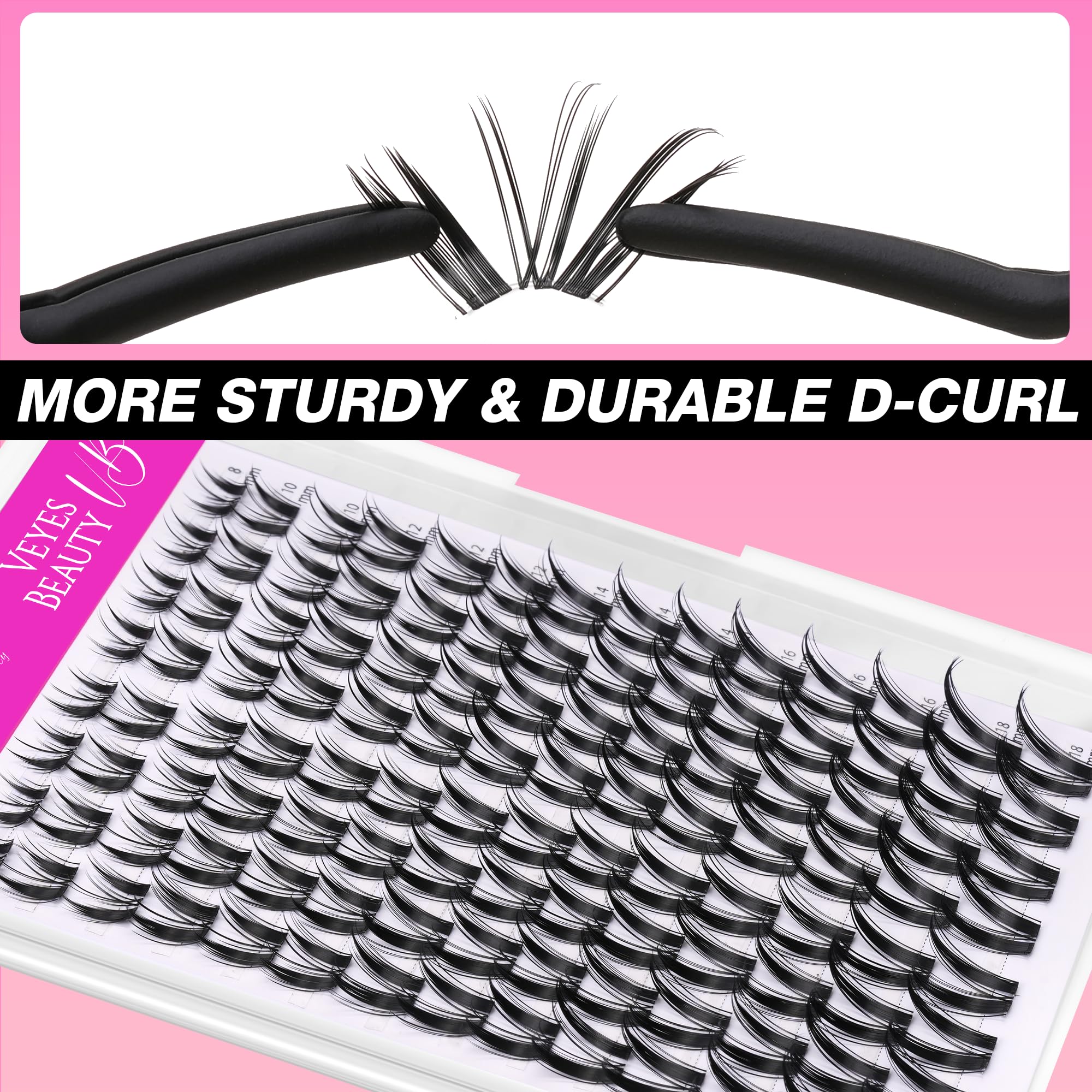 VEYESBEAUTY Lash Clusters PBT fibers close-up highlight softness and comfort.