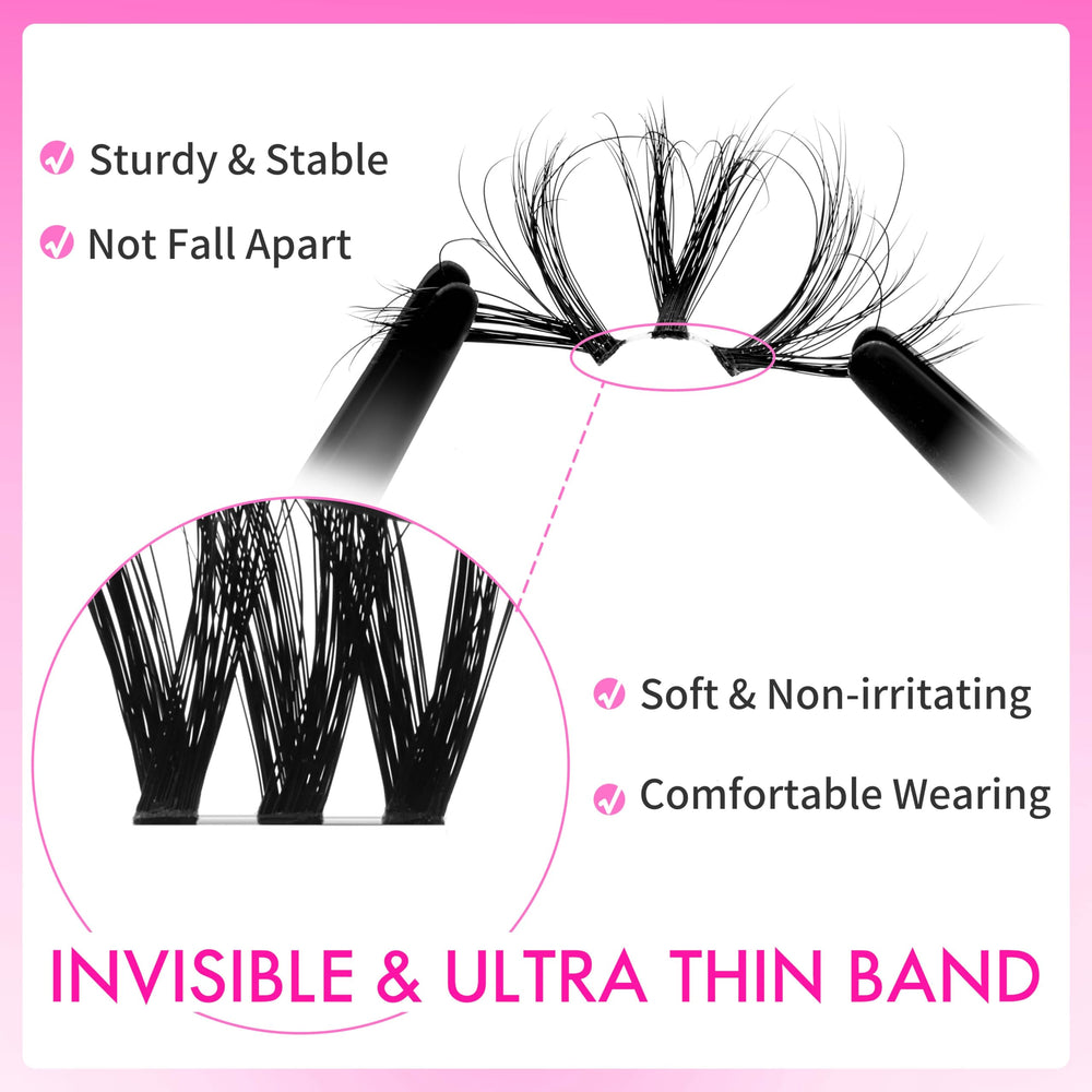 VEYESBEAUTY lash clusters quick-application demonstrates beginner-friendly bonding.