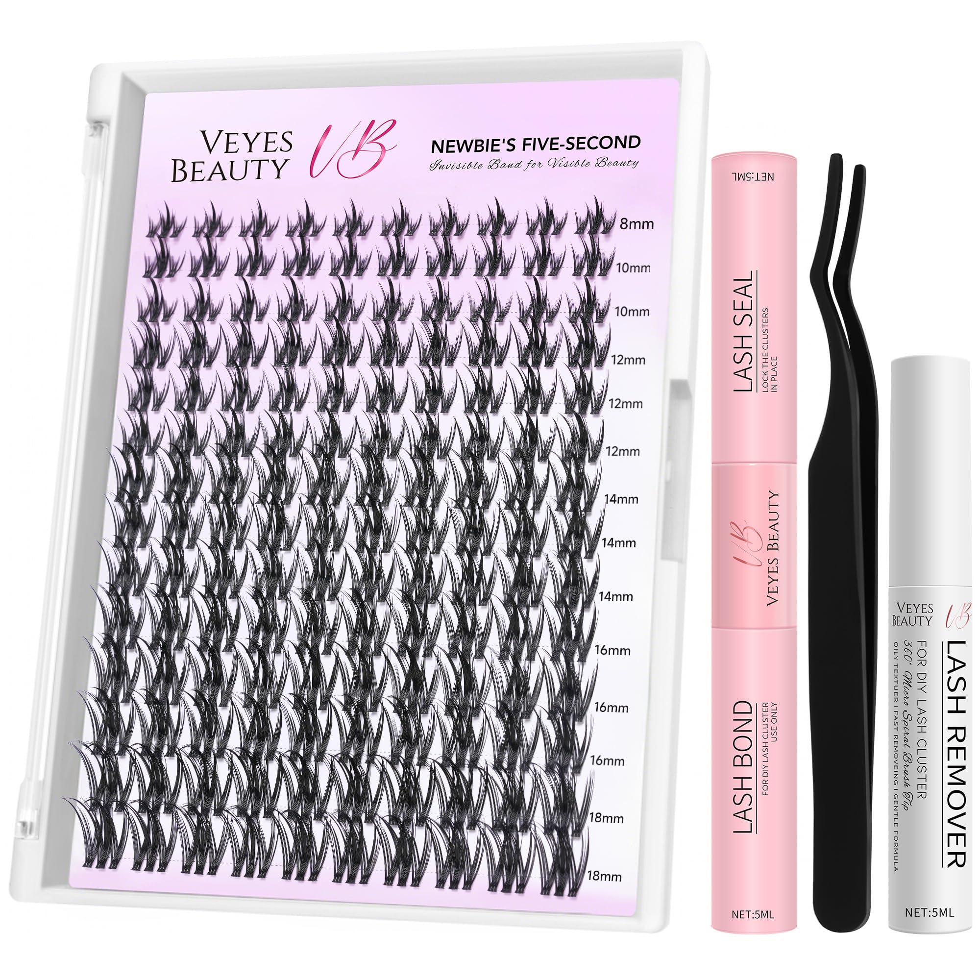 VEYESBEAUTY Lash Clusters Tray with Camellia mixed-length lashes for flexible daily looks.