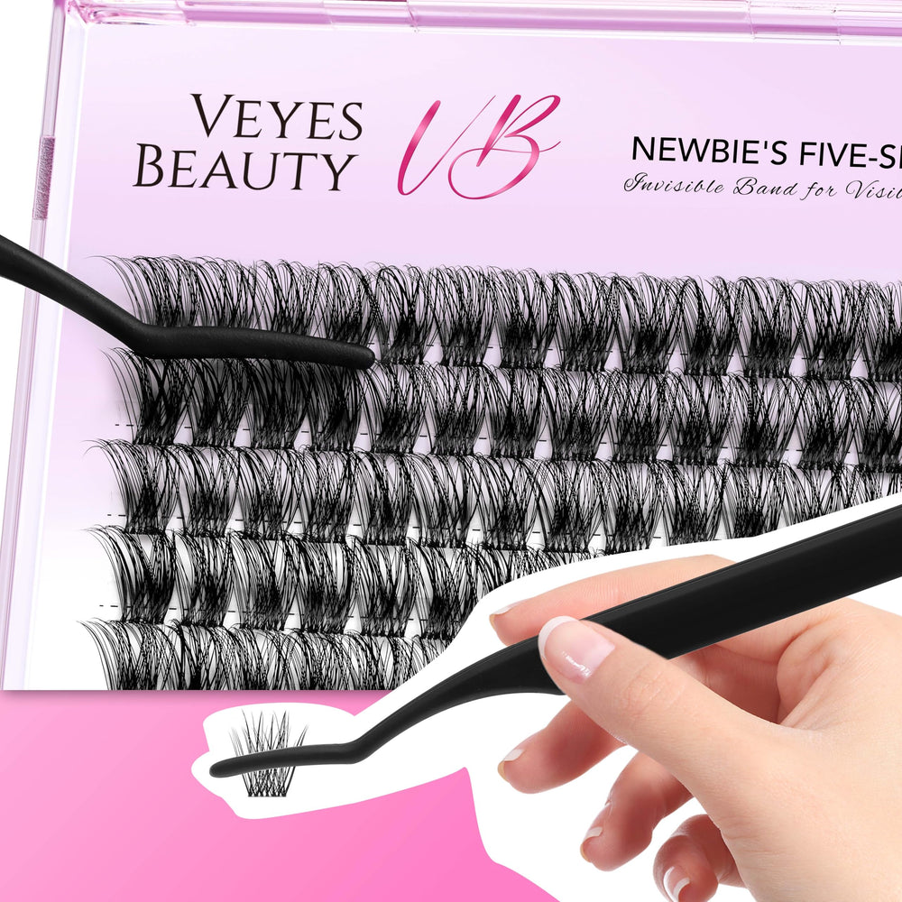 VEYESBEAUTY packaging display image highlights compact trays for travel.