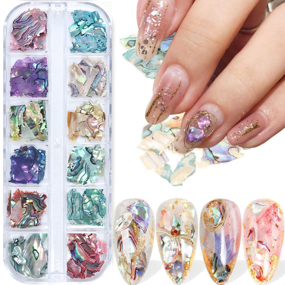 Vezocim abalone seashell sequin 12 colors add radiant shine to nails.
