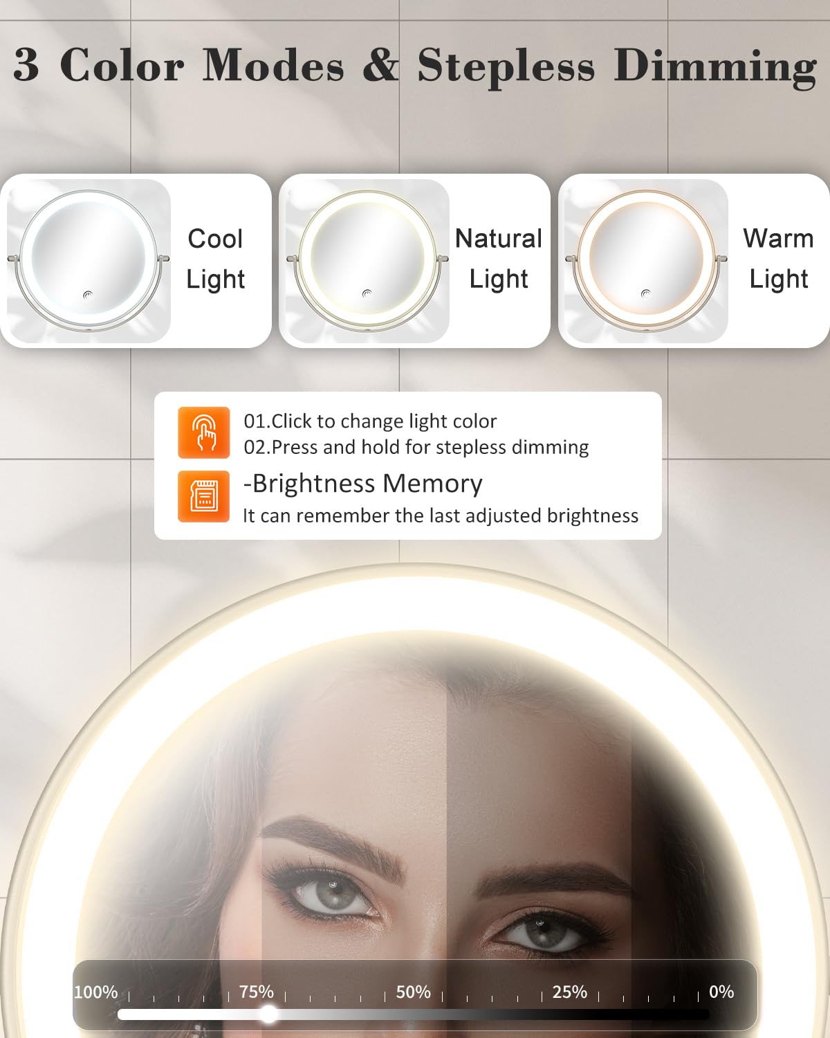 VFD dimmable LED remembers the last brightness setting.