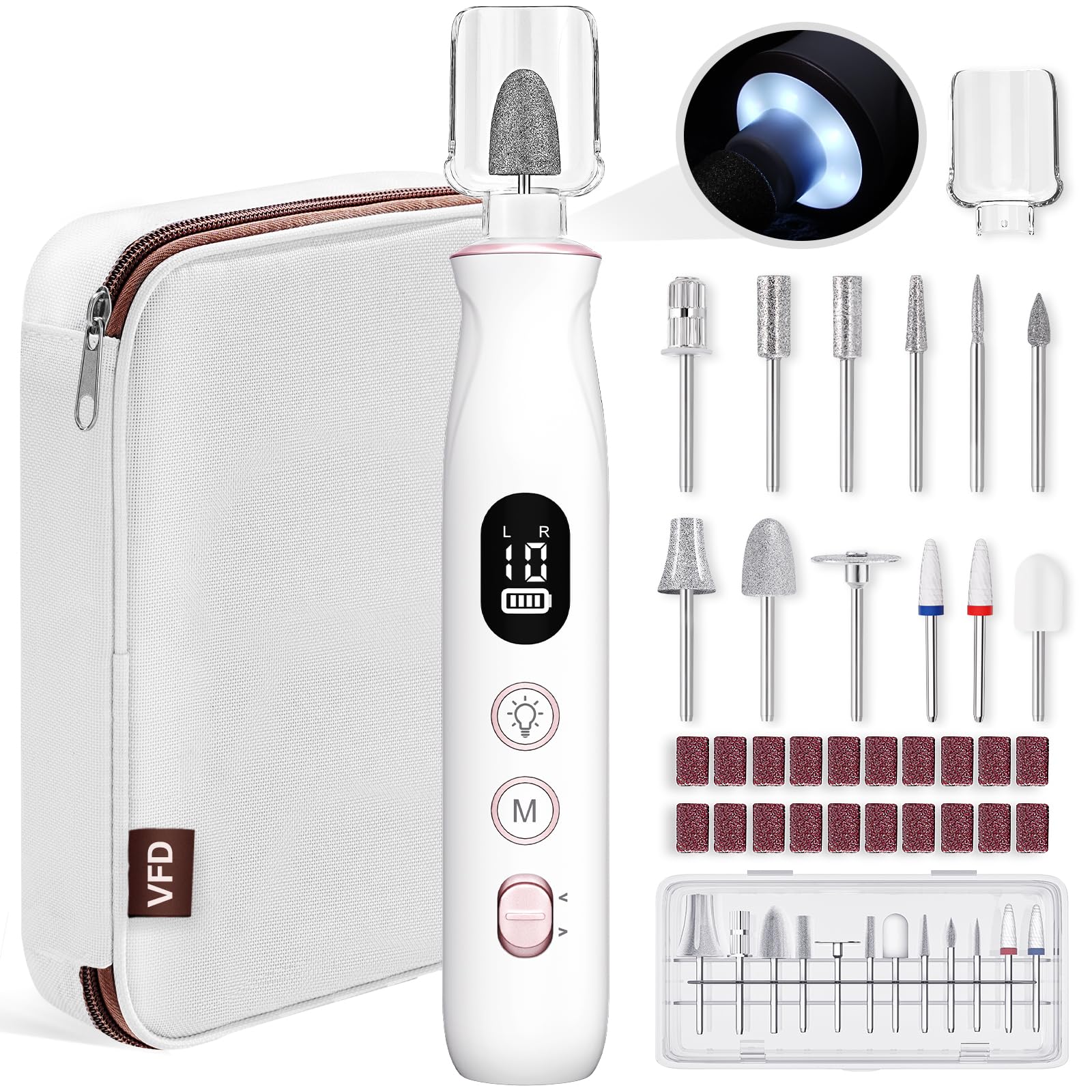 VFD electric nail drill cordless 2000mAh kit for at-home manicure